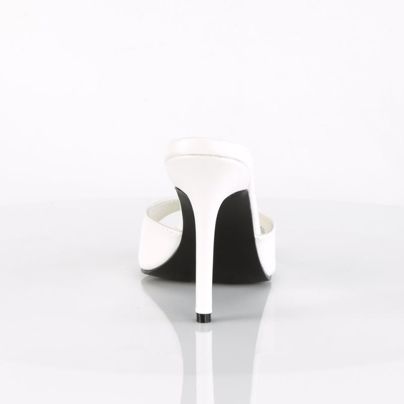 Pleaser Classique-01 Vegan Leather Women's Slides White | NZ UQRKMZ