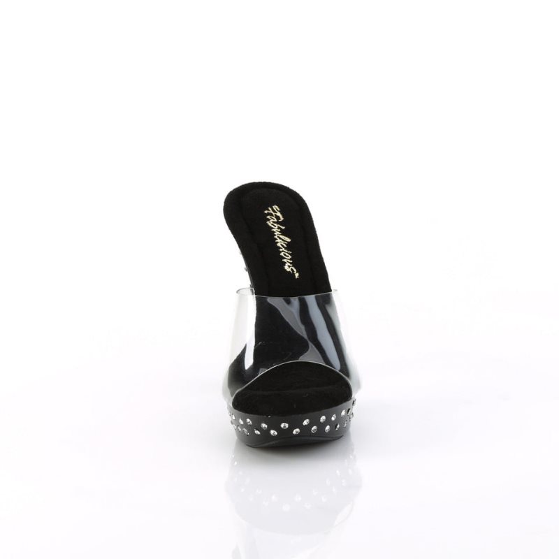 Pleaser Cocktail-501SDT Women's Platform Slides Black / Clear | NZ QIZEVU