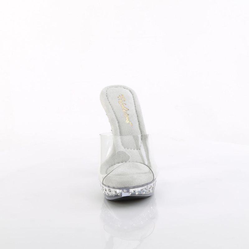 Pleaser Cocktail-501SDT Women's Platform Slides Clear | NZ SMULKY