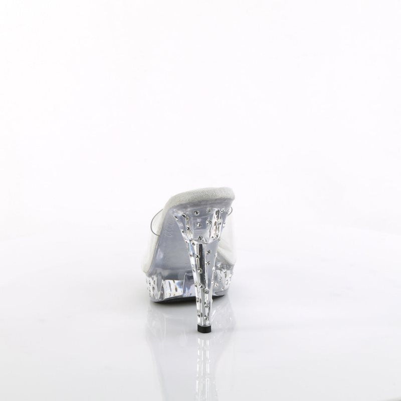 Pleaser Cocktail-501SDT Women's Platform Slides Clear | NZ SMULKY