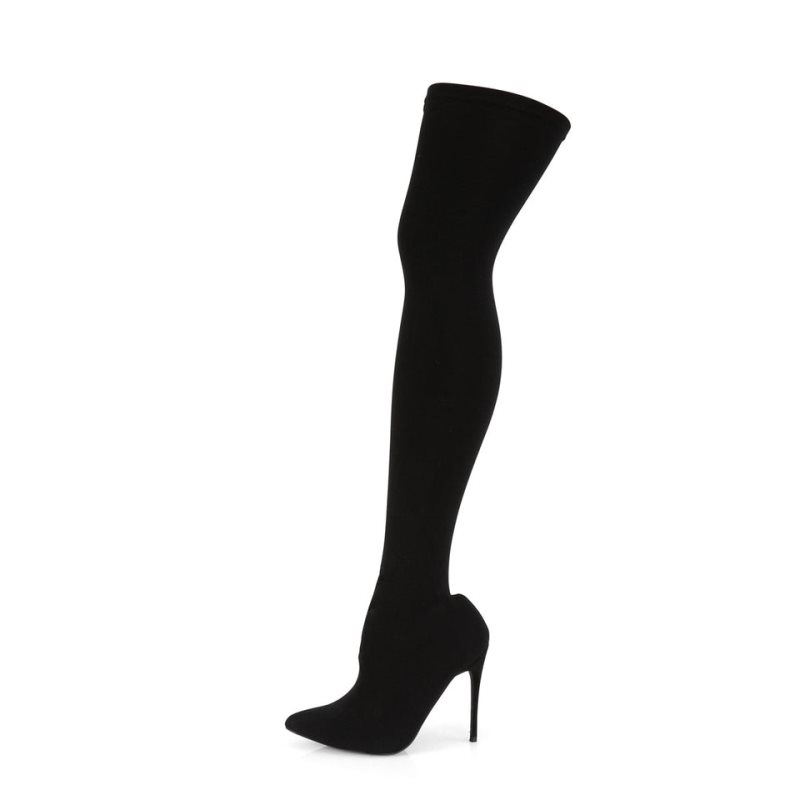 Pleaser Courtly-3005 Women's Thigh High Boots Black | NZ QMFSLJ