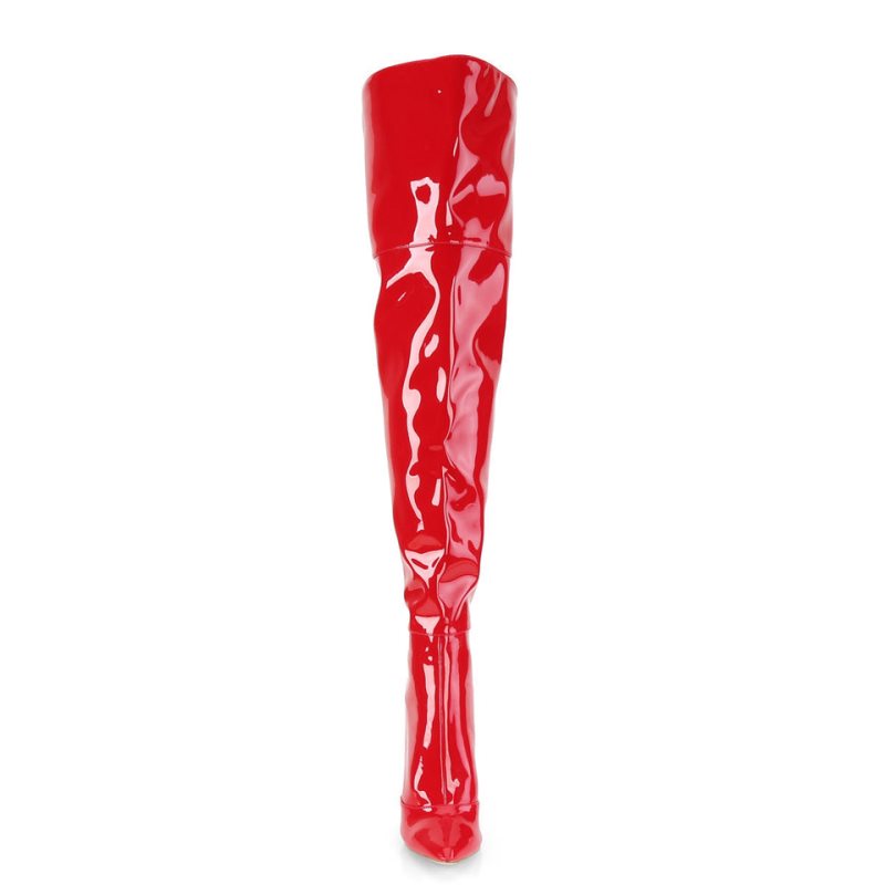 Pleaser Courtly-3012 Women's Thigh High Boots Red | NZ DAZMBY