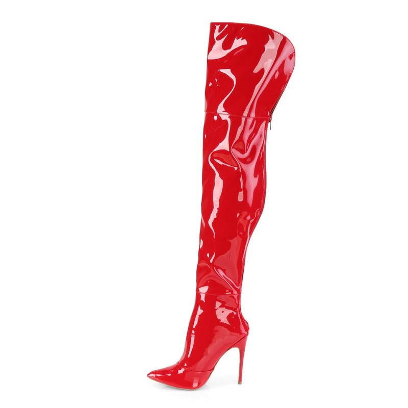 Pleaser Courtly-3012 Women's Thigh High Boots Red | NZ DAZMBY