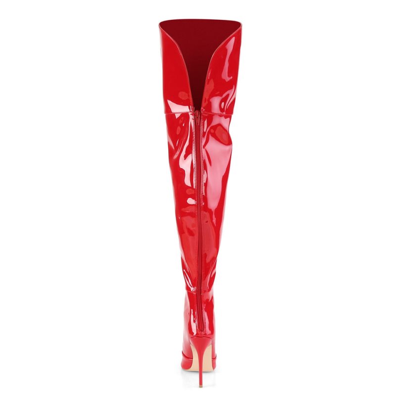 Pleaser Courtly-3012 Women's Thigh High Boots Red | NZ DAZMBY