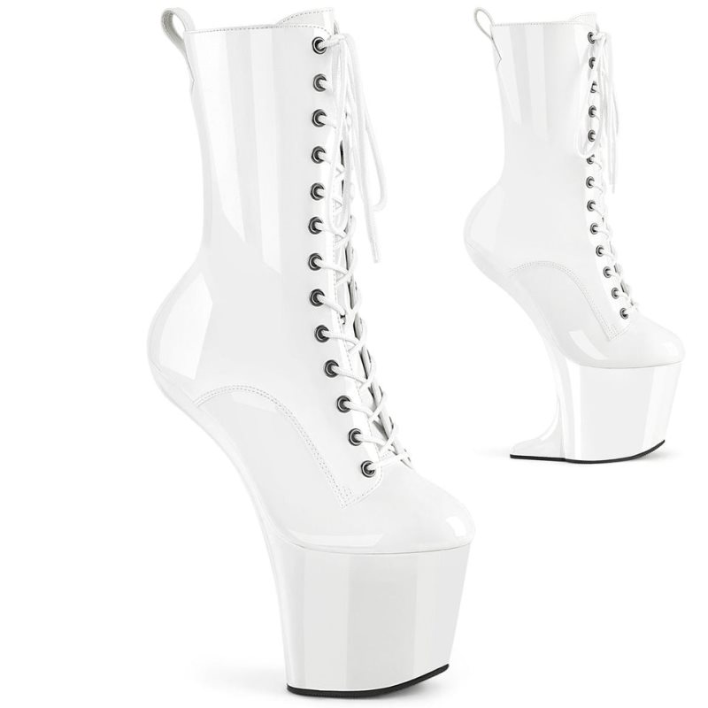 Pleaser Craze-1040 Women\'s Heels Boots White | NZ UWBKQV