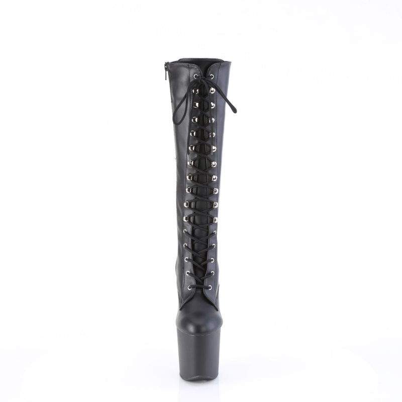Pleaser Craze-2023 Vegan Leather Women's Knee-high Boots Black | NZ AGMVTJ