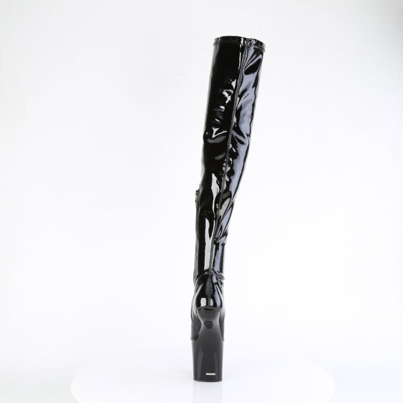 Pleaser Craze-3000 Women's Thigh High Boots Black | NZ YKCXDU