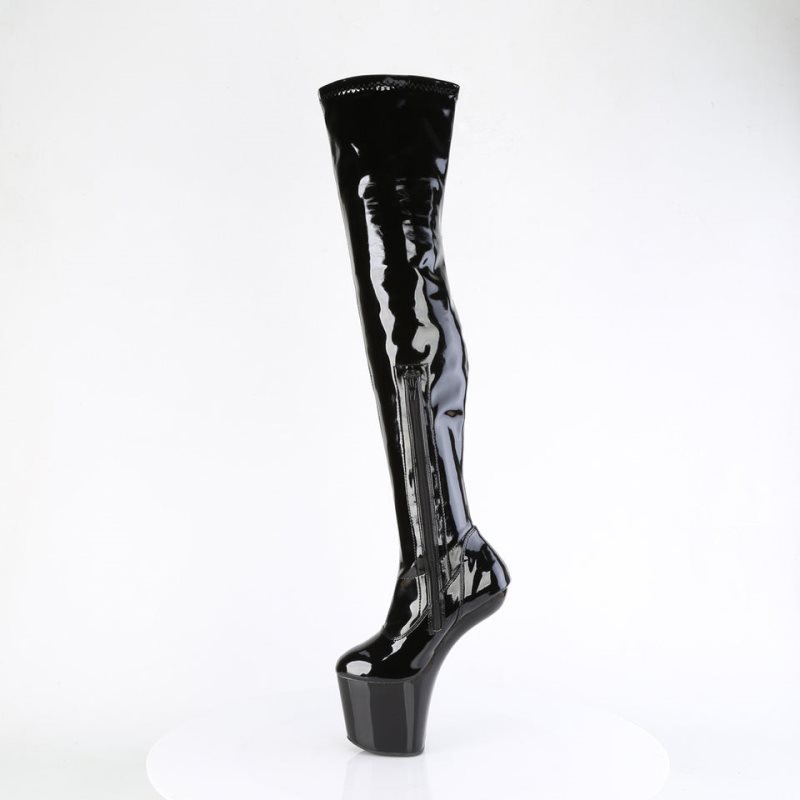 Pleaser Craze-3000 Women's Thigh High Boots Black | NZ YKCXDU