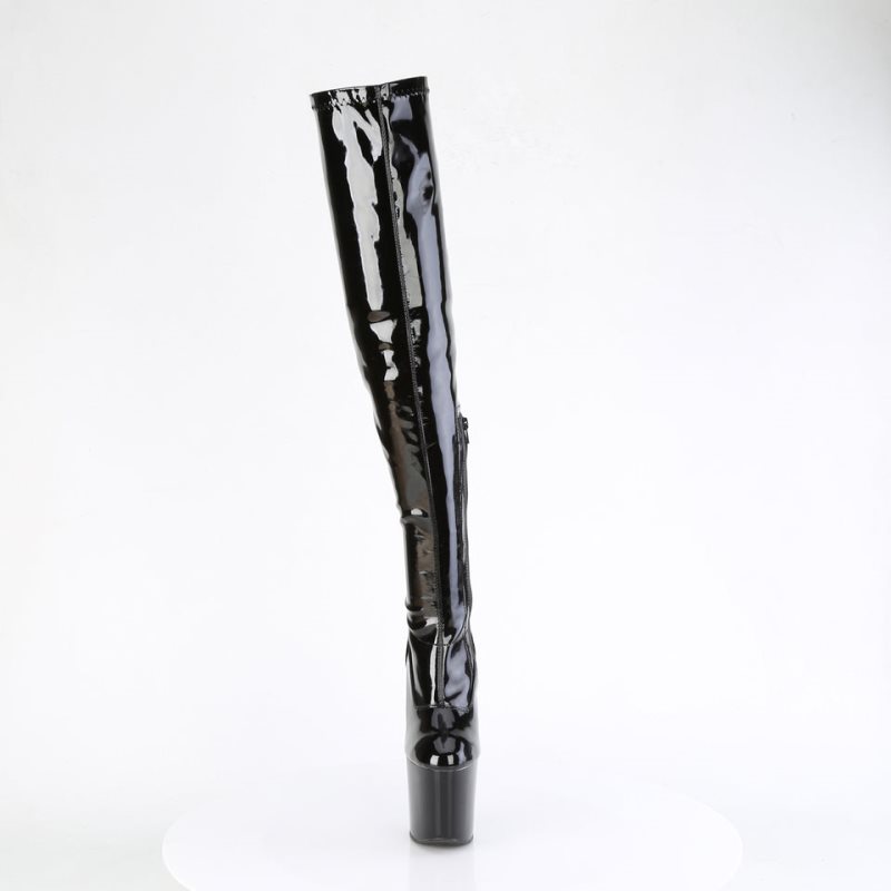 Pleaser Craze-3000 Women's Thigh High Boots Black | NZ YKCXDU