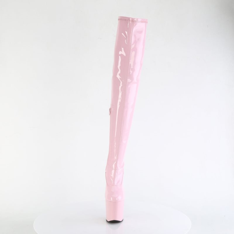 Pleaser Craze-3000 Women's Thigh High Boots Pink | NZ BUANKG