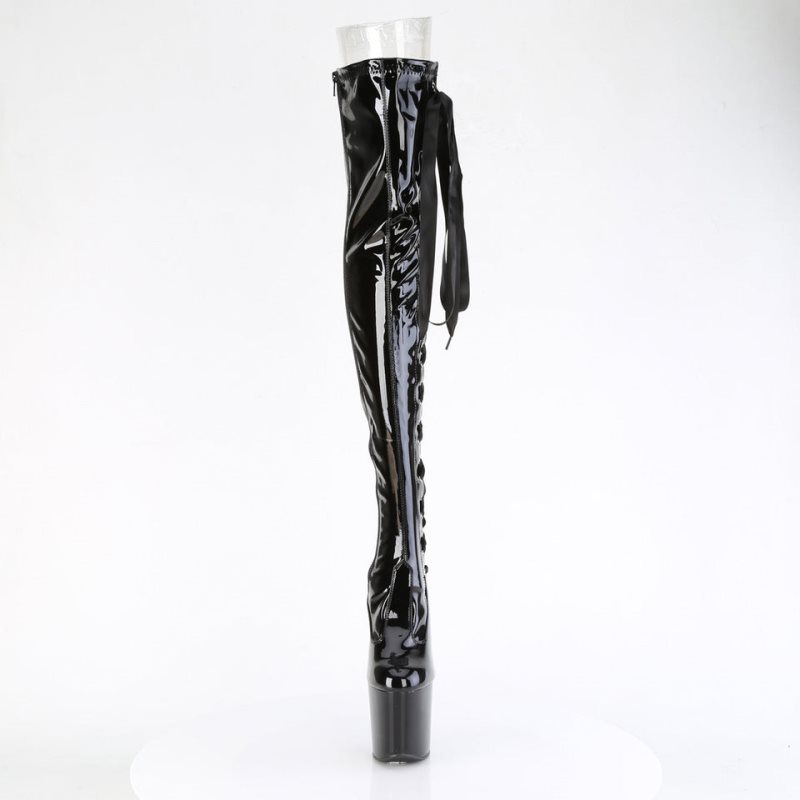 Pleaser Craze-3050 Women's Thigh High Boots Black | NZ GVSDTE