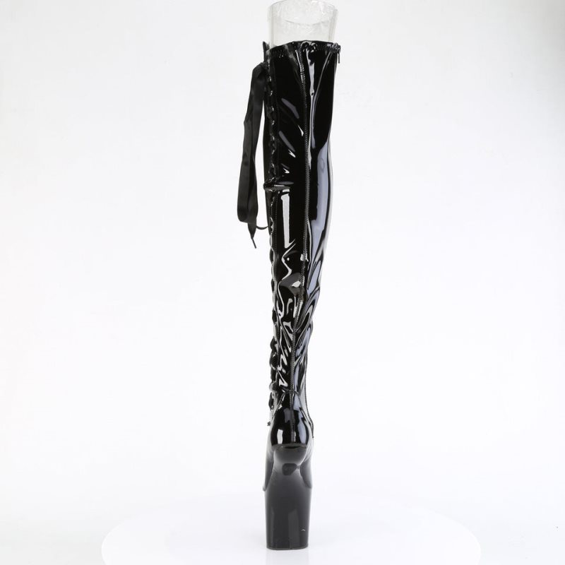 Pleaser Craze-3050 Women's Thigh High Boots Black | NZ GVSDTE