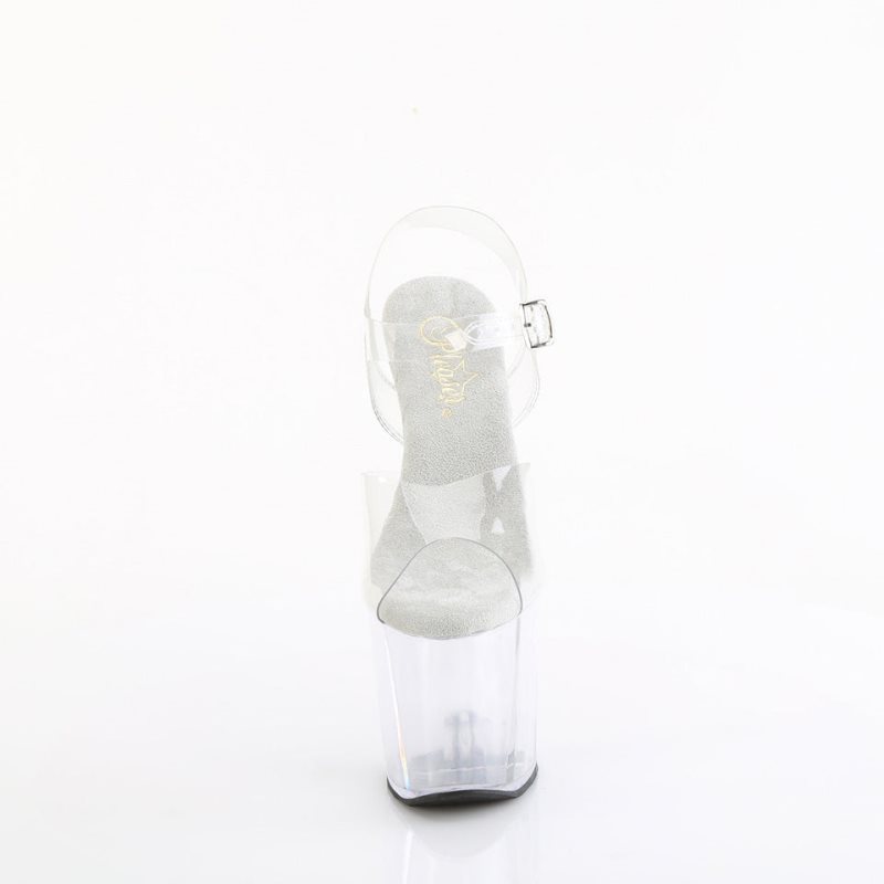 Pleaser Craze-808 Women's Platform Heels Sandals Clear | NZ QEYXPL