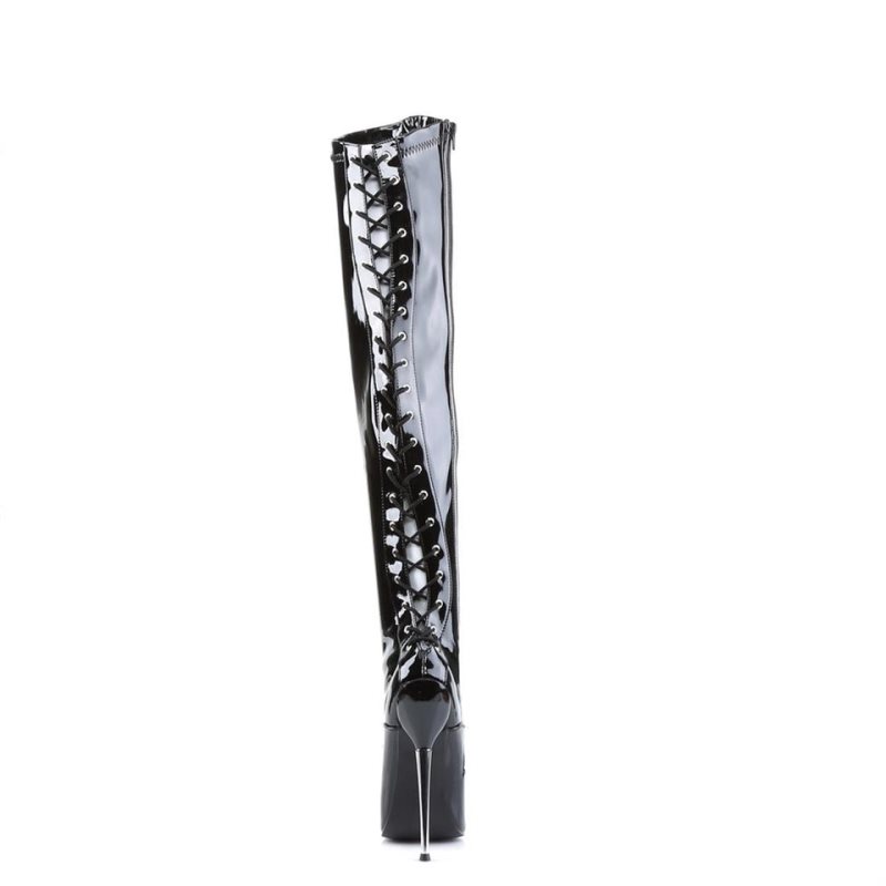 Pleaser Dagger-3060 Women's Thigh High Boots Black | NZ IVYNMH