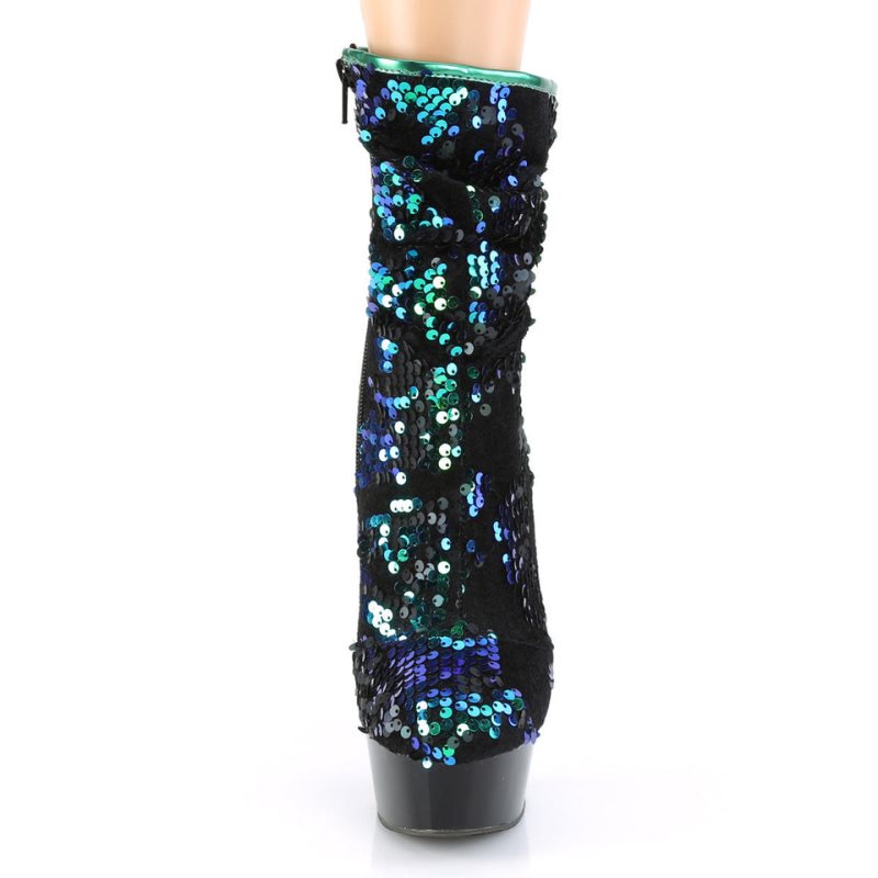 Pleaser Delight-1004 Women's Heels Boots Green / Black | NZ MIVSJP