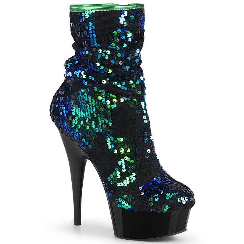 Pleaser Delight-1004 Women\'s Heels Boots Green / Black | NZ MIVSJP