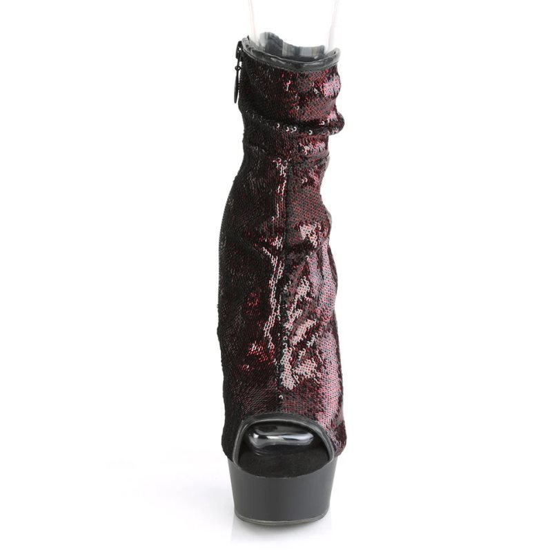 Pleaser Delight-1008SQ Women's Heels Boots Burgundy / Black | NZ DEKVBO