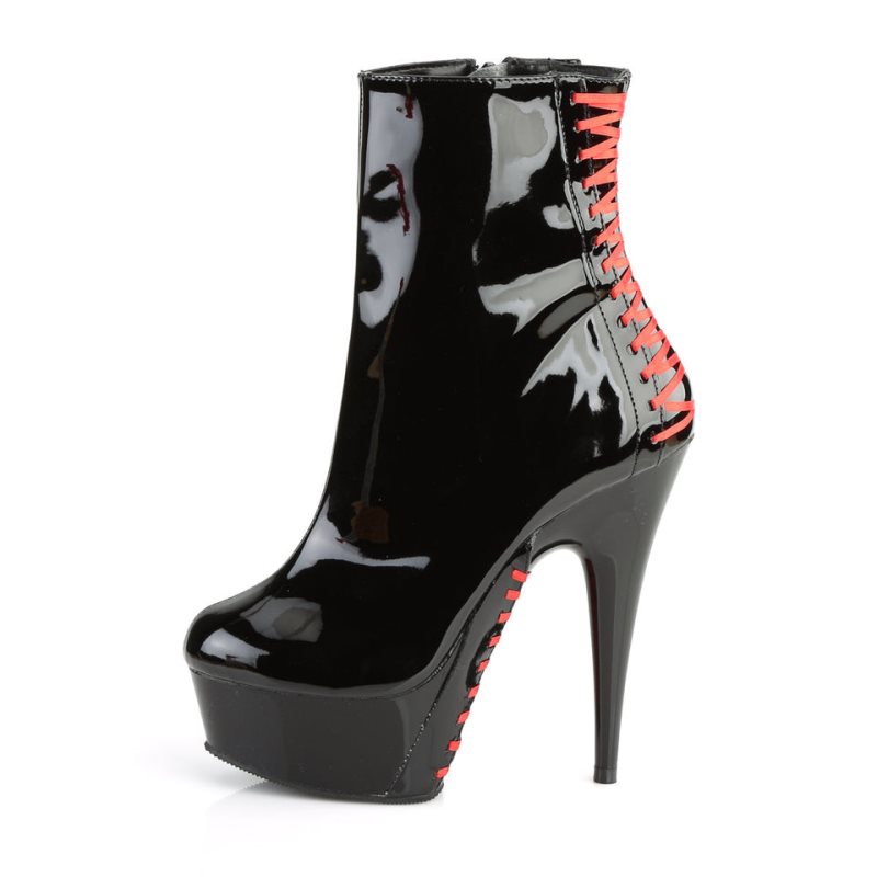 Pleaser Delight-1010 Women's Heels Boots Red / Black | NZ FRJXLN
