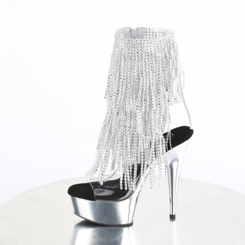 Pleaser Delight-1017RSF Women's Heels Boots Silver / Clear | NZ FOBTLM