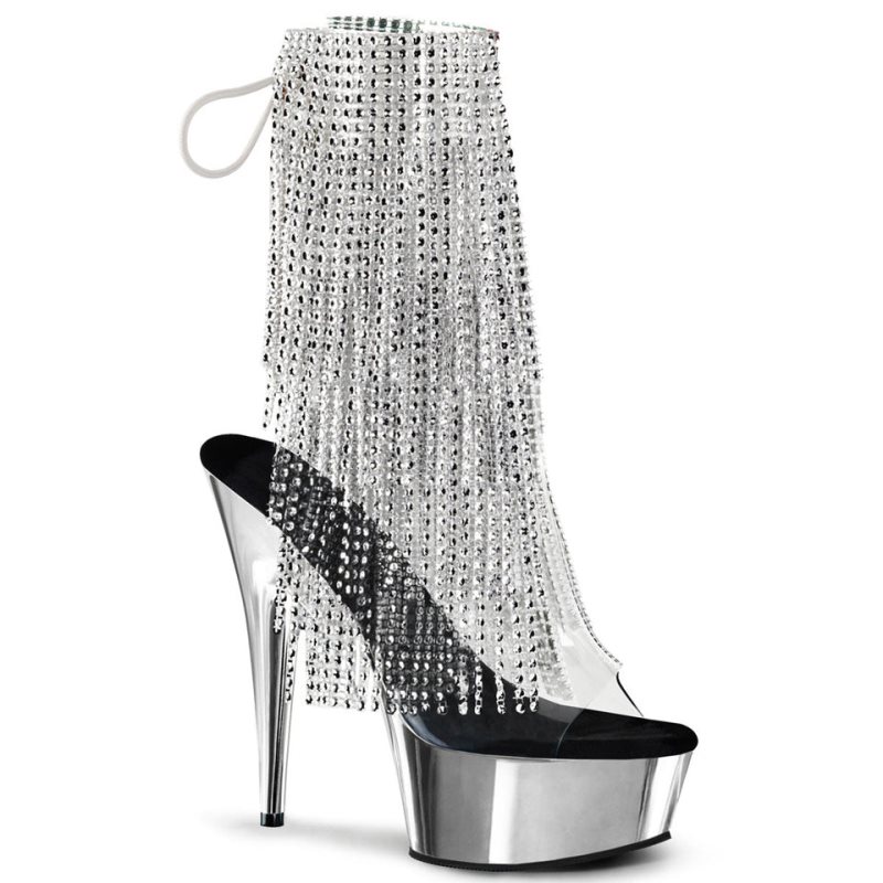 Pleaser Delight-1017RSF Women\'s Heels Boots Silver / Clear | NZ FOBTLM