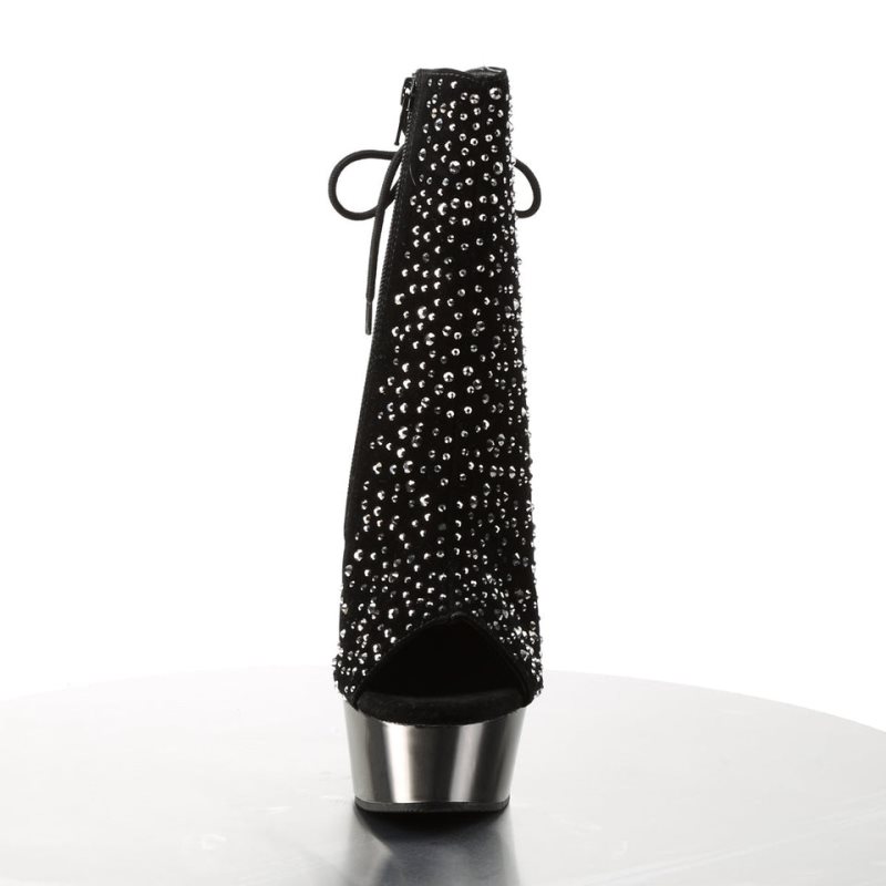 Pleaser Delight-1018RS Women's Heels Boots Black / Grey | NZ JBIWRP