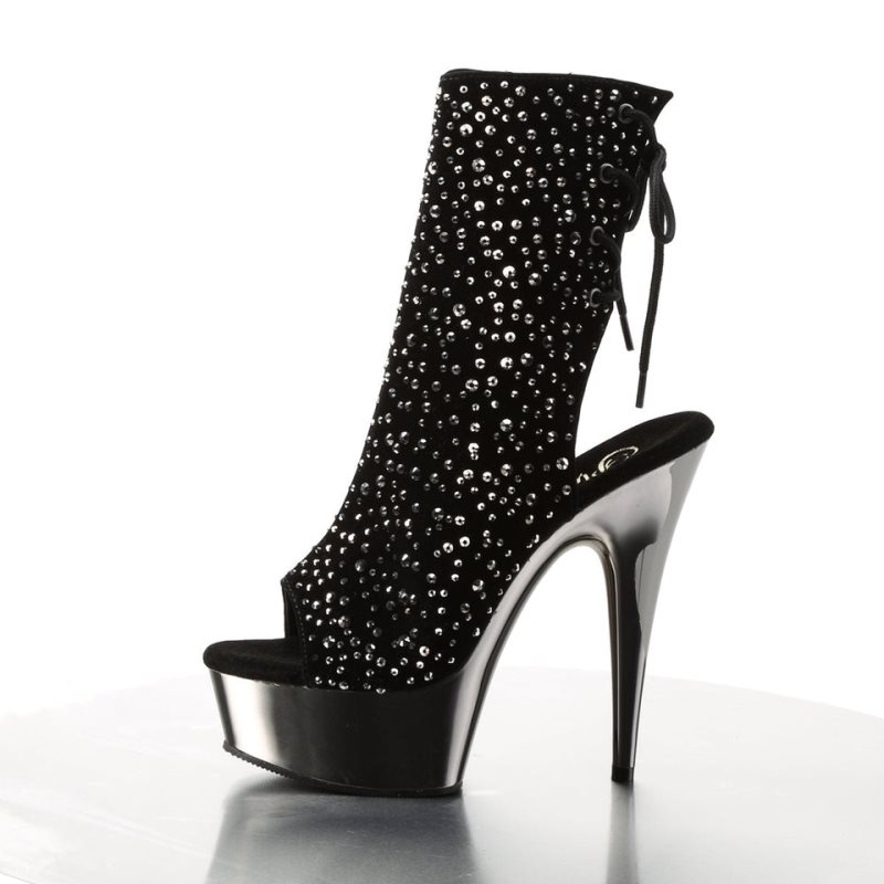 Pleaser Delight-1018RS Women's Heels Boots Black / Grey | NZ JBIWRP