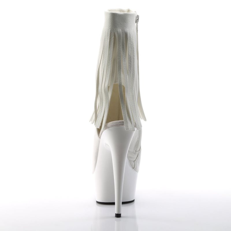 Pleaser Delight-1019 Vegan Leather Women's Heels Boots White | NZ TQGRPD