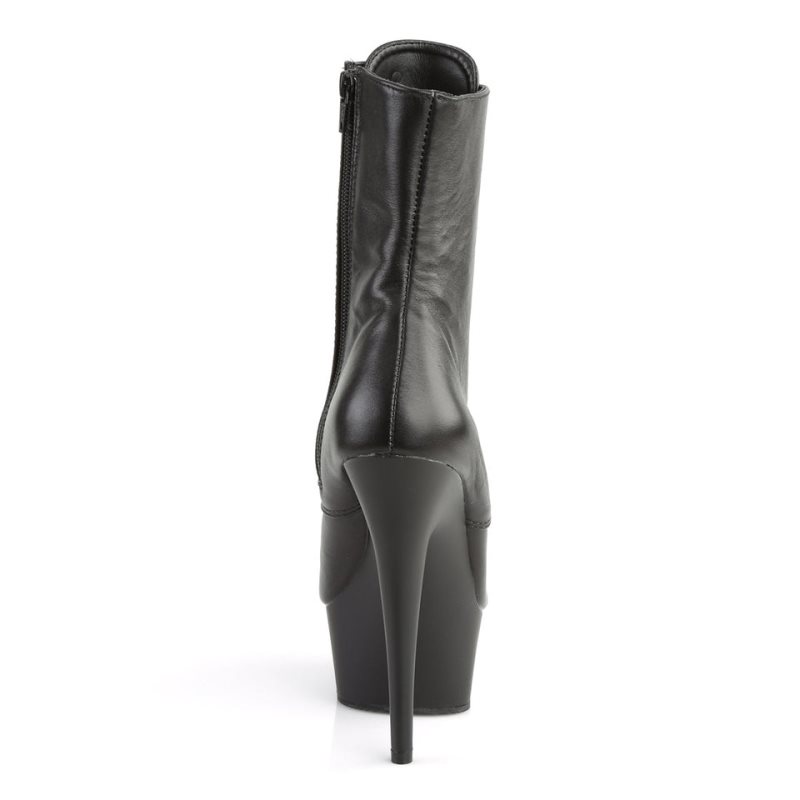 Pleaser Delight-1020 Leather Women's Heels Boots Black | NZ FQWHJK