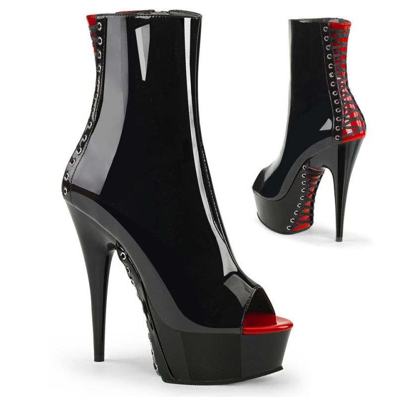 Pleaser Delight-1025 Women\'s Heels Boots Red / Black | NZ MTVQSR