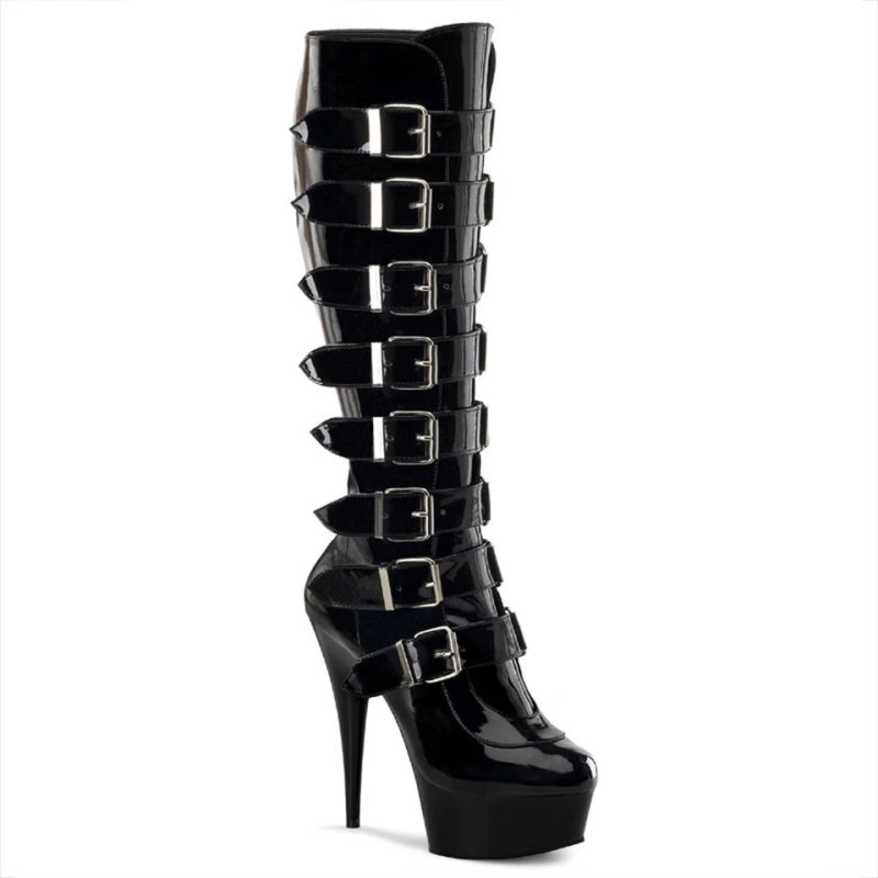 Pleaser Delight-2049 Women\'s Knee-high Boots Black | NZ QLDAMF