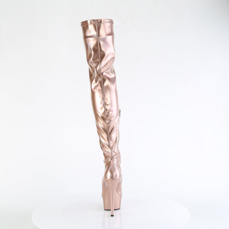 Pleaser Delight-3000HWR Women's Thigh High Boots Rose Gold | NZ YIDQNZ