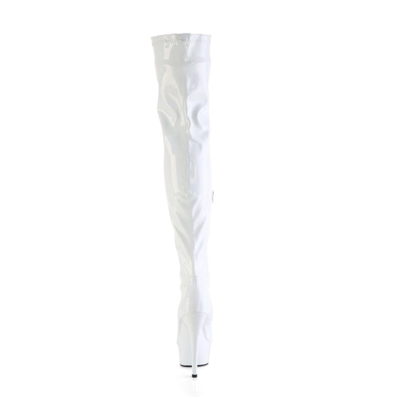 Pleaser Delight-3000HWR Women's Thigh High Boots White | NZ SIHTZE