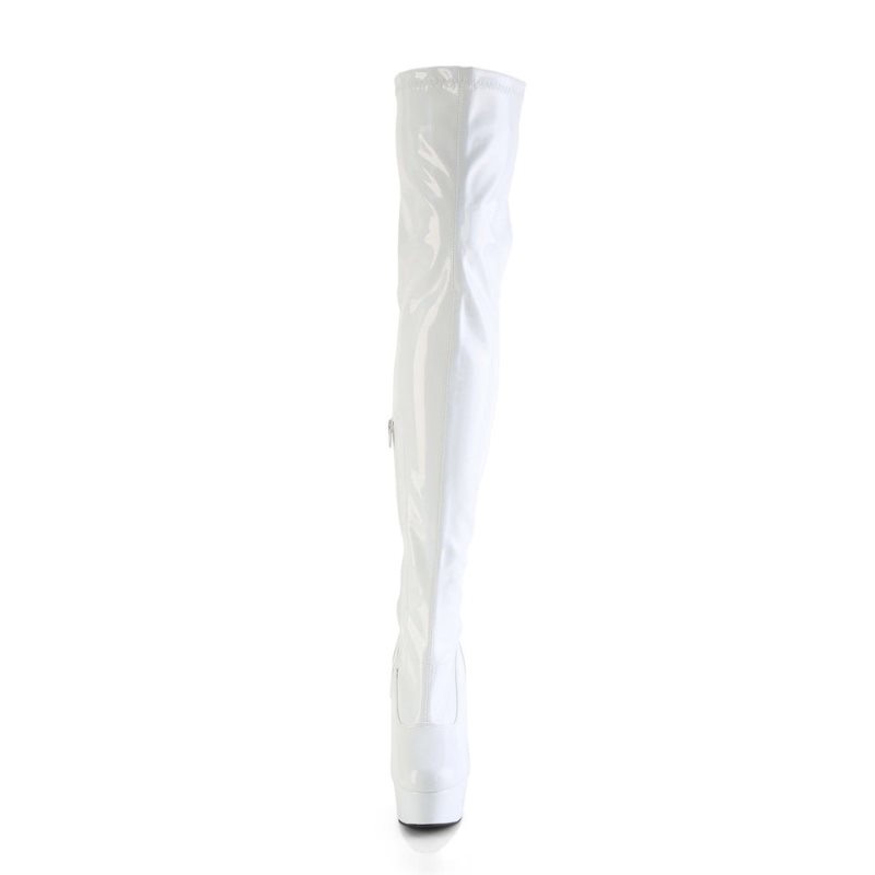 Pleaser Delight-3000HWR Women's Thigh High Boots White | NZ SIHTZE