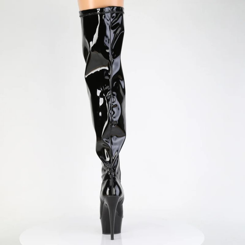Pleaser Delight-3000WCF Women's Thigh High Boots Black | NZ UZVKID