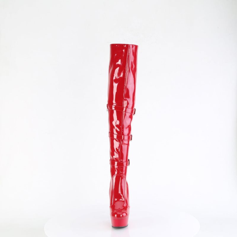 Pleaser Delight-3018 Women's Thigh High Boots Red | NZ DXGVTW
