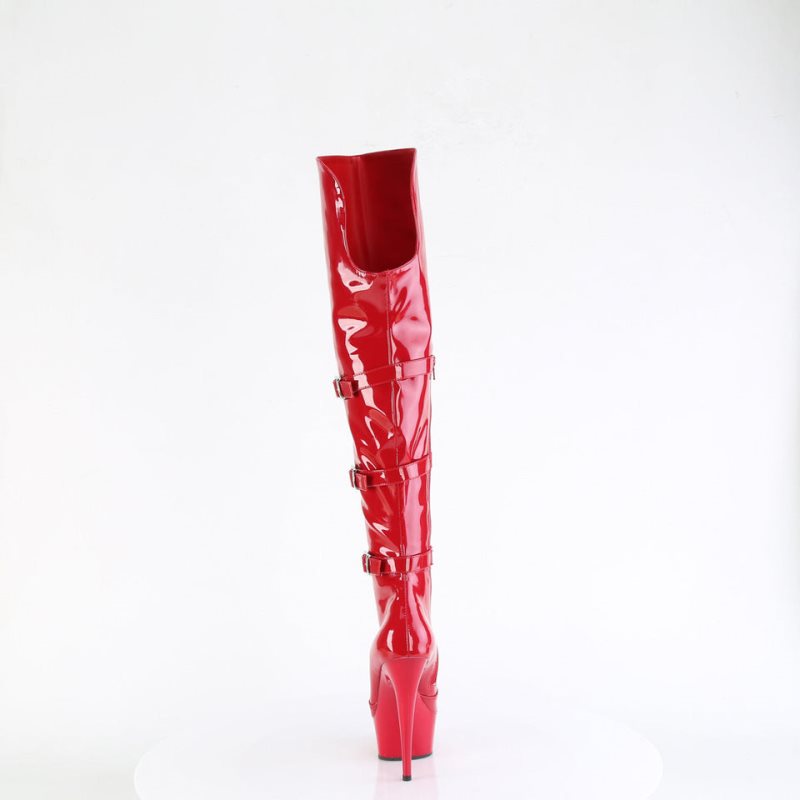 Pleaser Delight-3018 Women's Thigh High Boots Red | NZ DXGVTW