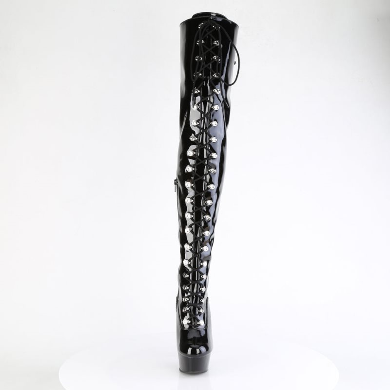 Pleaser Delight-3022 Women's Thigh High Boots Black | NZ ICSYOT