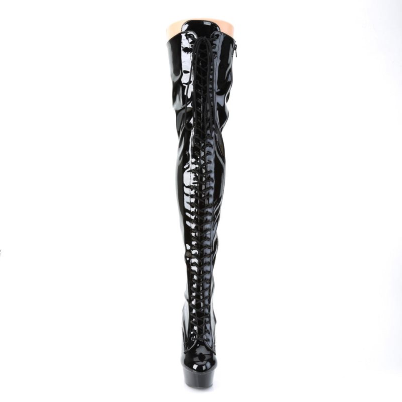 Pleaser Delight-3023 Women's Thigh High Boots Black | NZ UYTDPV