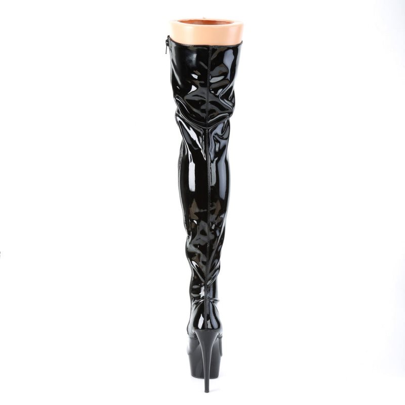 Pleaser Delight-3023 Women's Thigh High Boots Black | NZ UYTDPV