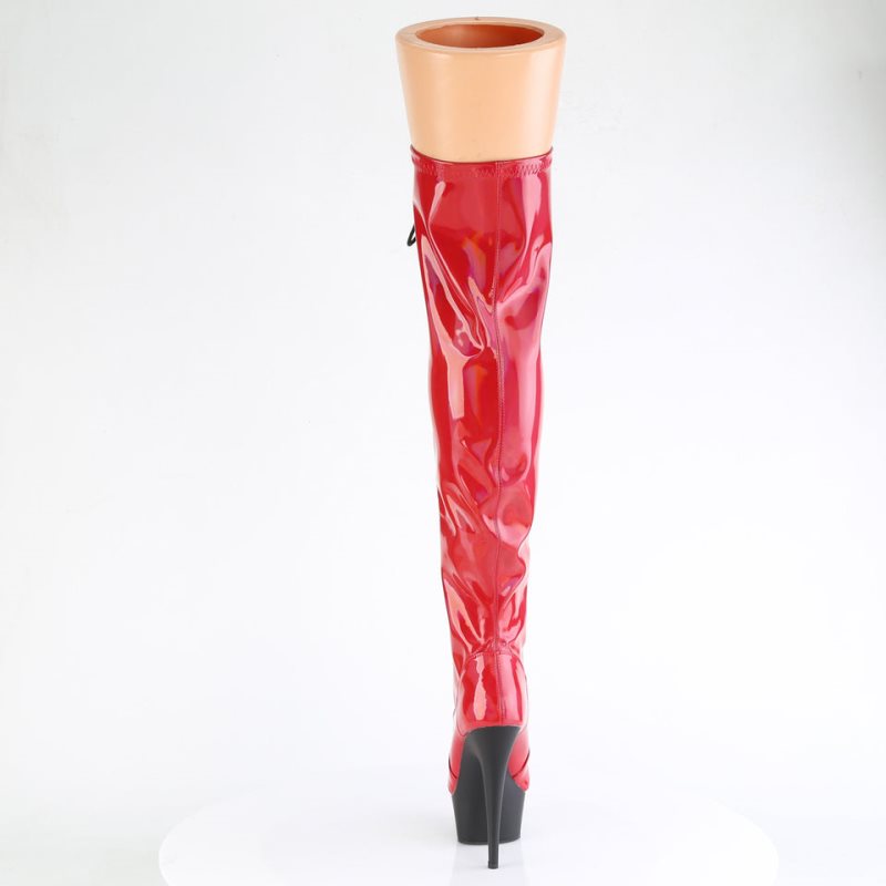 Pleaser Delight-3029 Women's Thigh High Boots Red | NZ MYVLFE