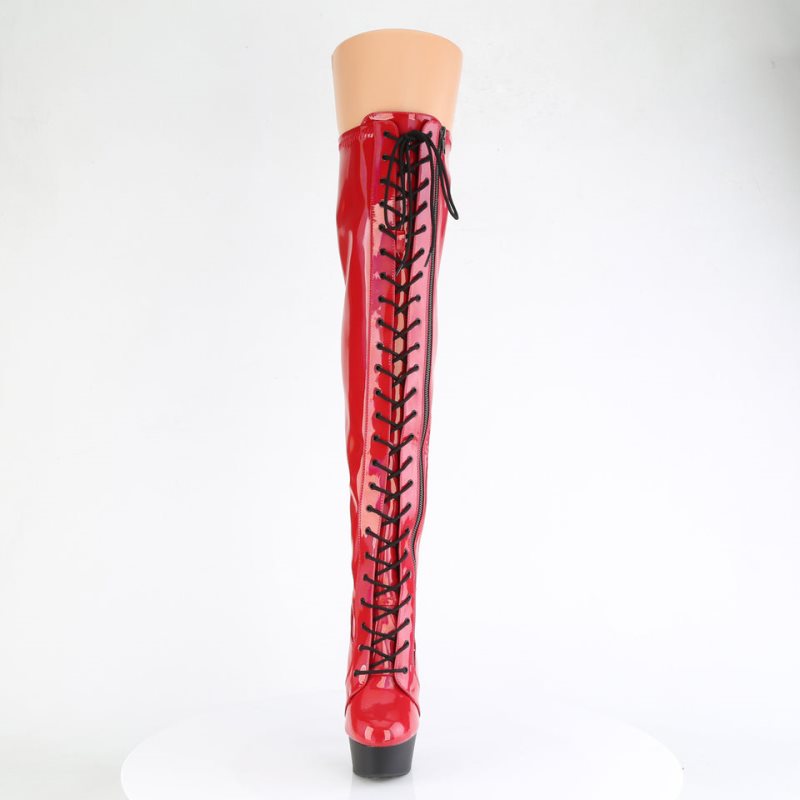 Pleaser Delight-3029 Women's Thigh High Boots Red | NZ MYVLFE