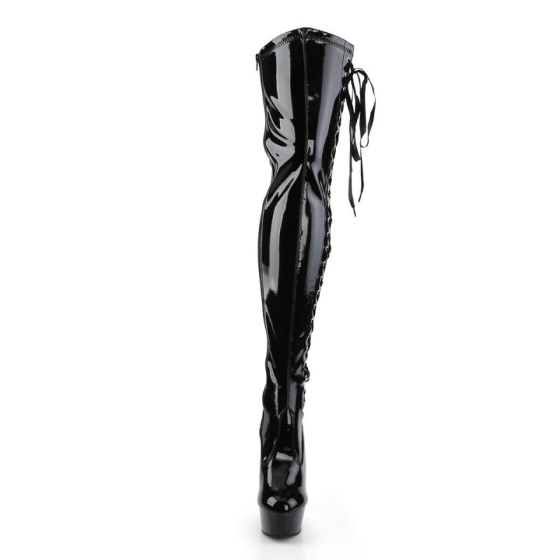 Pleaser Delight-3050 Women's Thigh High Boots Black | NZ AJXOHS