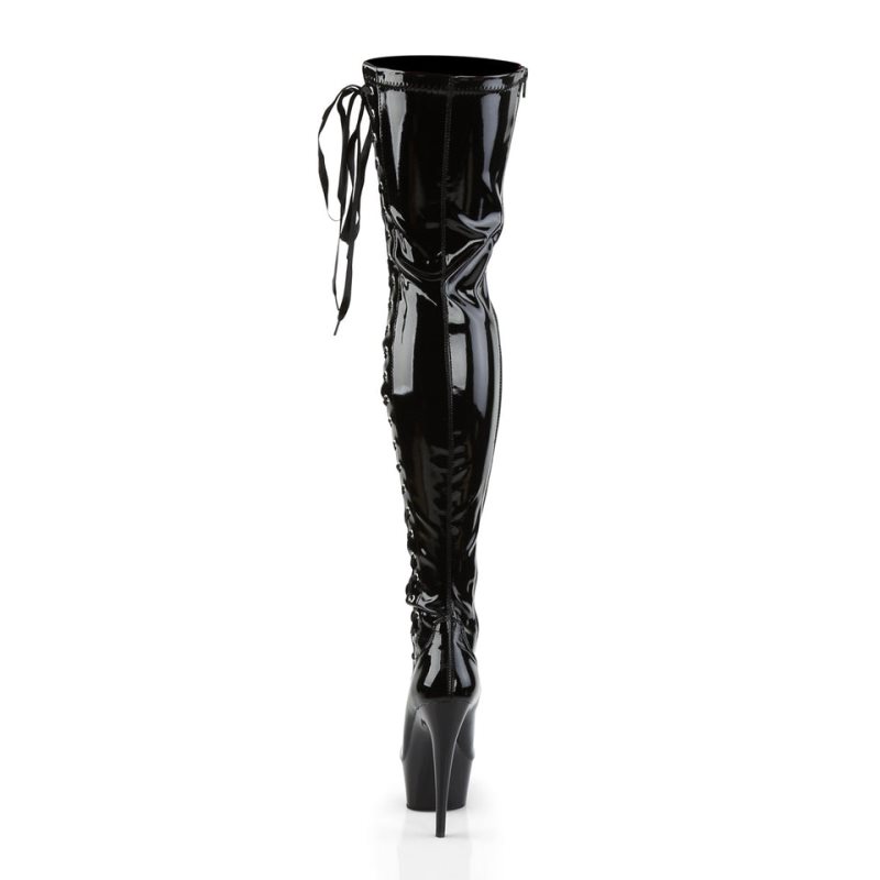 Pleaser Delight-3050 Women's Thigh High Boots Black | NZ AJXOHS
