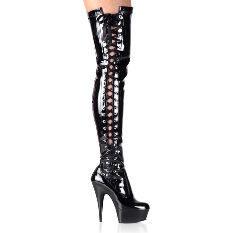 Pleaser Delight-3050 Women\'s Thigh High Boots Black | NZ AJXOHS