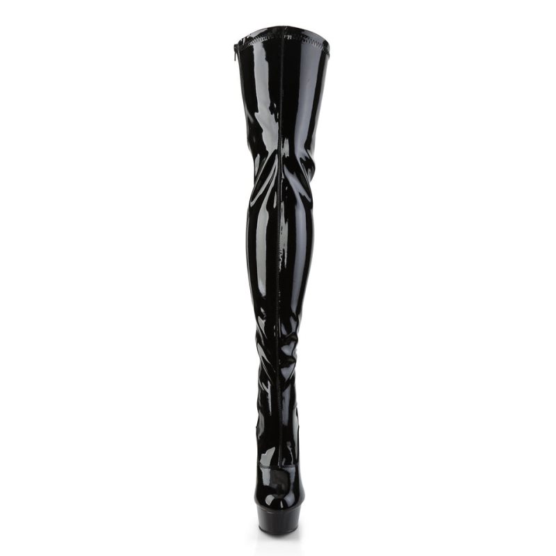 Pleaser Delight-3063 Women's Thigh High Boots Black | NZ OFERAU