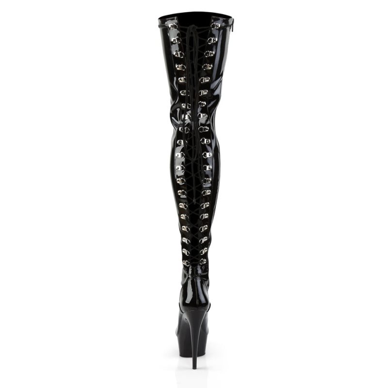 Pleaser Delight-3063 Women's Thigh High Boots Black | NZ OFERAU