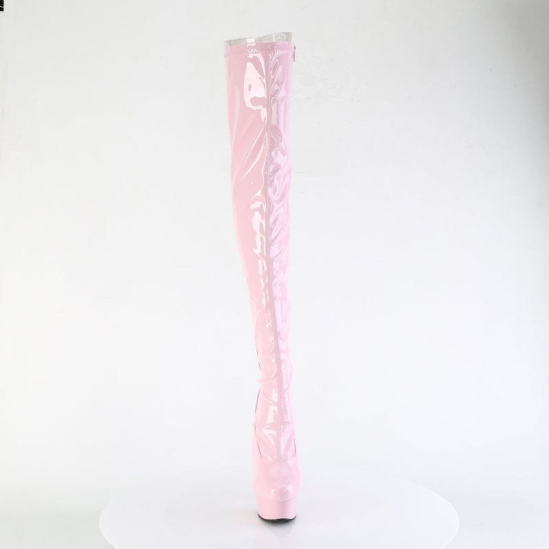 Pleaser Delight-3063 Women's Thigh High Boots Pink | NZ AUXTHQ