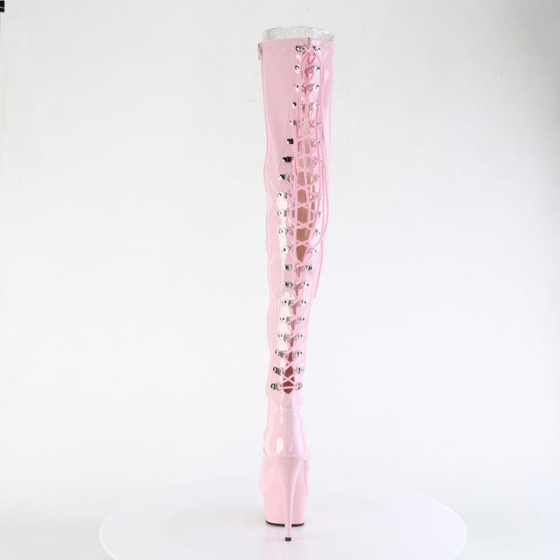 Pleaser Delight-3063 Women's Thigh High Boots Pink | NZ AUXTHQ