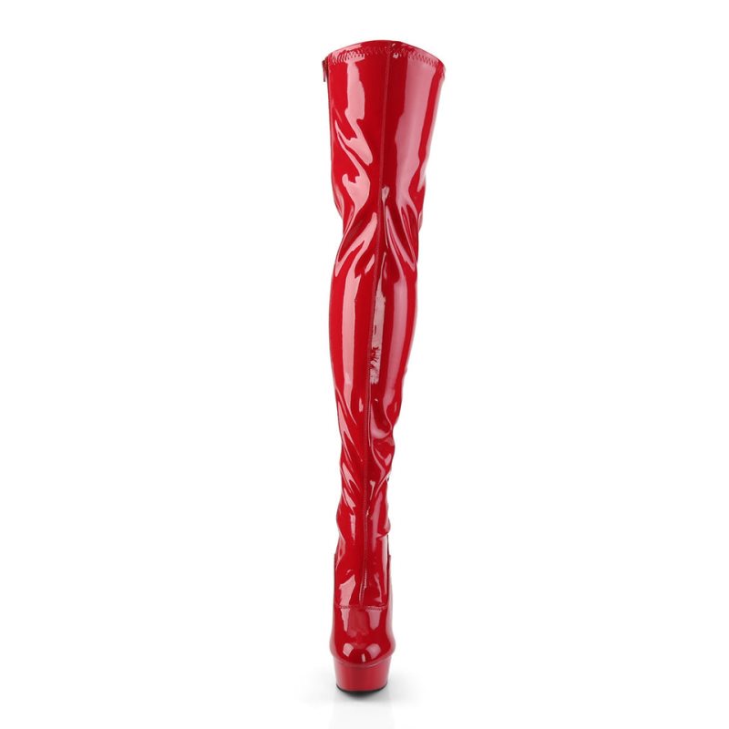 Pleaser Delight-3063 Women's Thigh High Boots Red | NZ IBCTMK