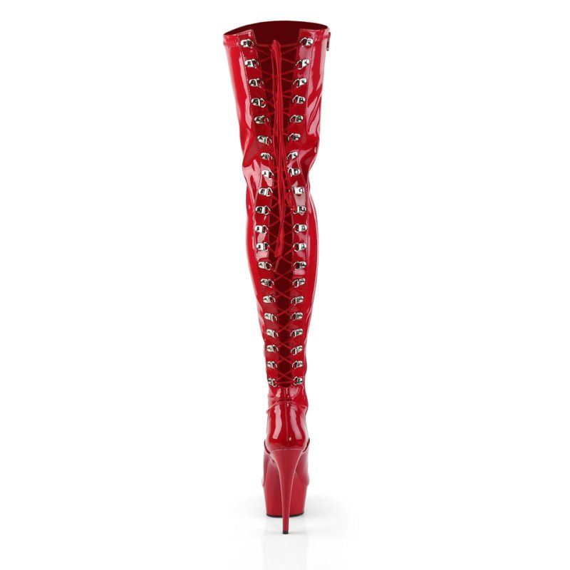 Pleaser Delight-3063 Women's Thigh High Boots Red | NZ IBCTMK